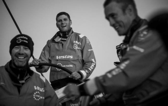 L to R - Simon Fisher (UK), Tom Johnson (AUS), Nick Dana (USA) – Volvo Ocean Race ©  James Blake / Volvo Ocean Race